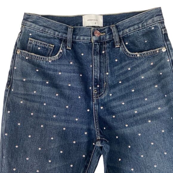 Current/Elliott Cropped Slim High Rise Studded Jeans Women’s Size 28 - Picture 4 of 12